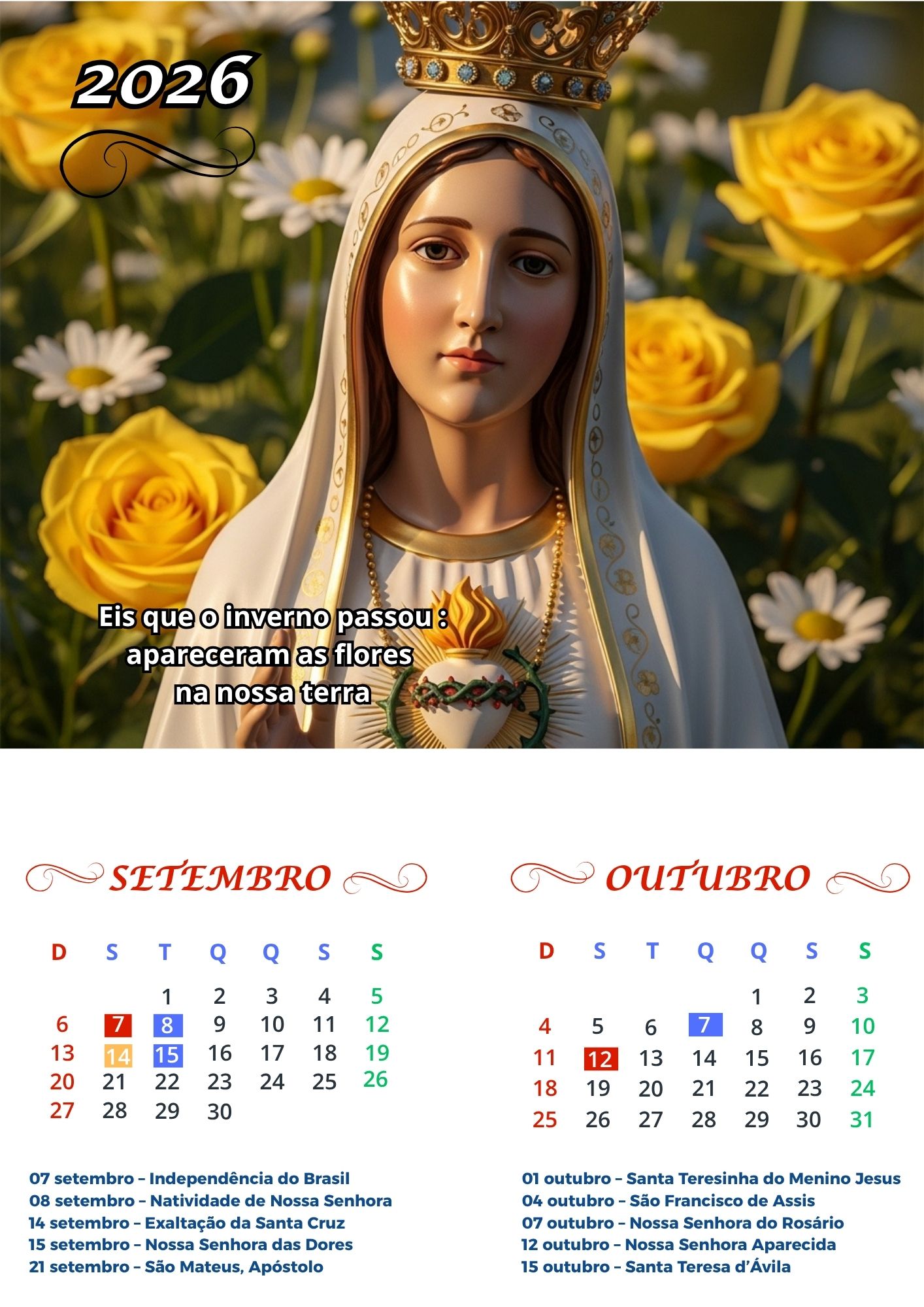 Calendário de Fátima 2026 6