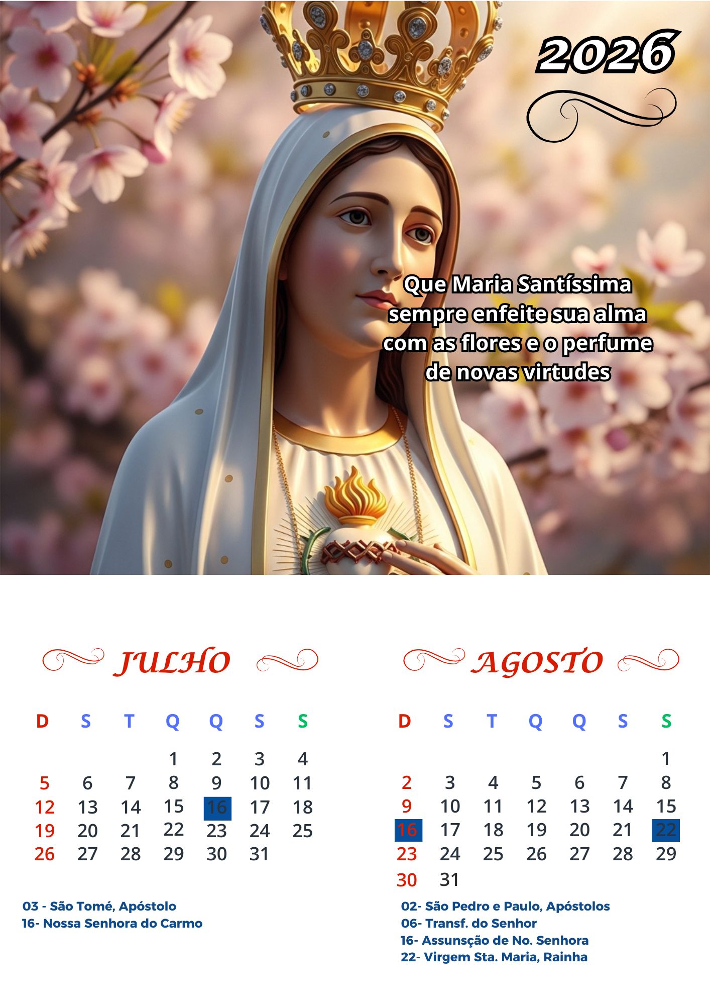 Calendário de Fátima 2026 5